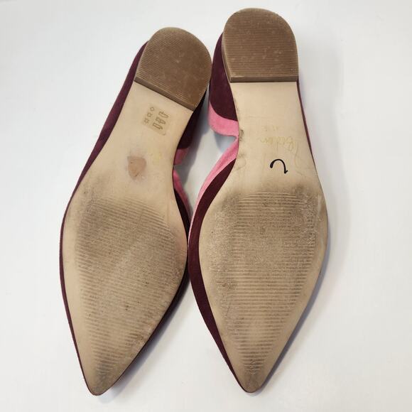 Boden Mauve Pink Suede D'Orsay Flats Women Size 41.5 US 9 Slip On Pointed Toe - Picture 9 of 10